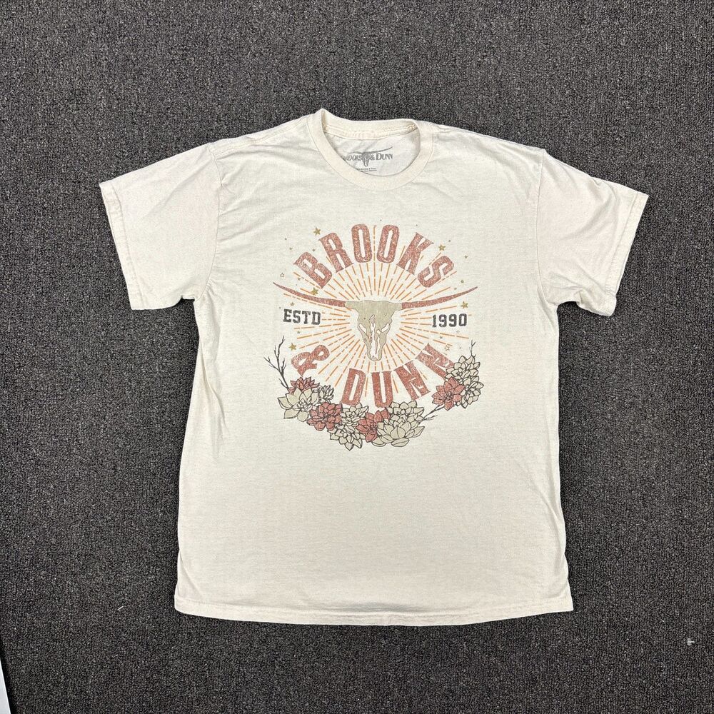 Brooks & Dunn T Shirt Khaki Floral Country Music Tee Women's Size Large